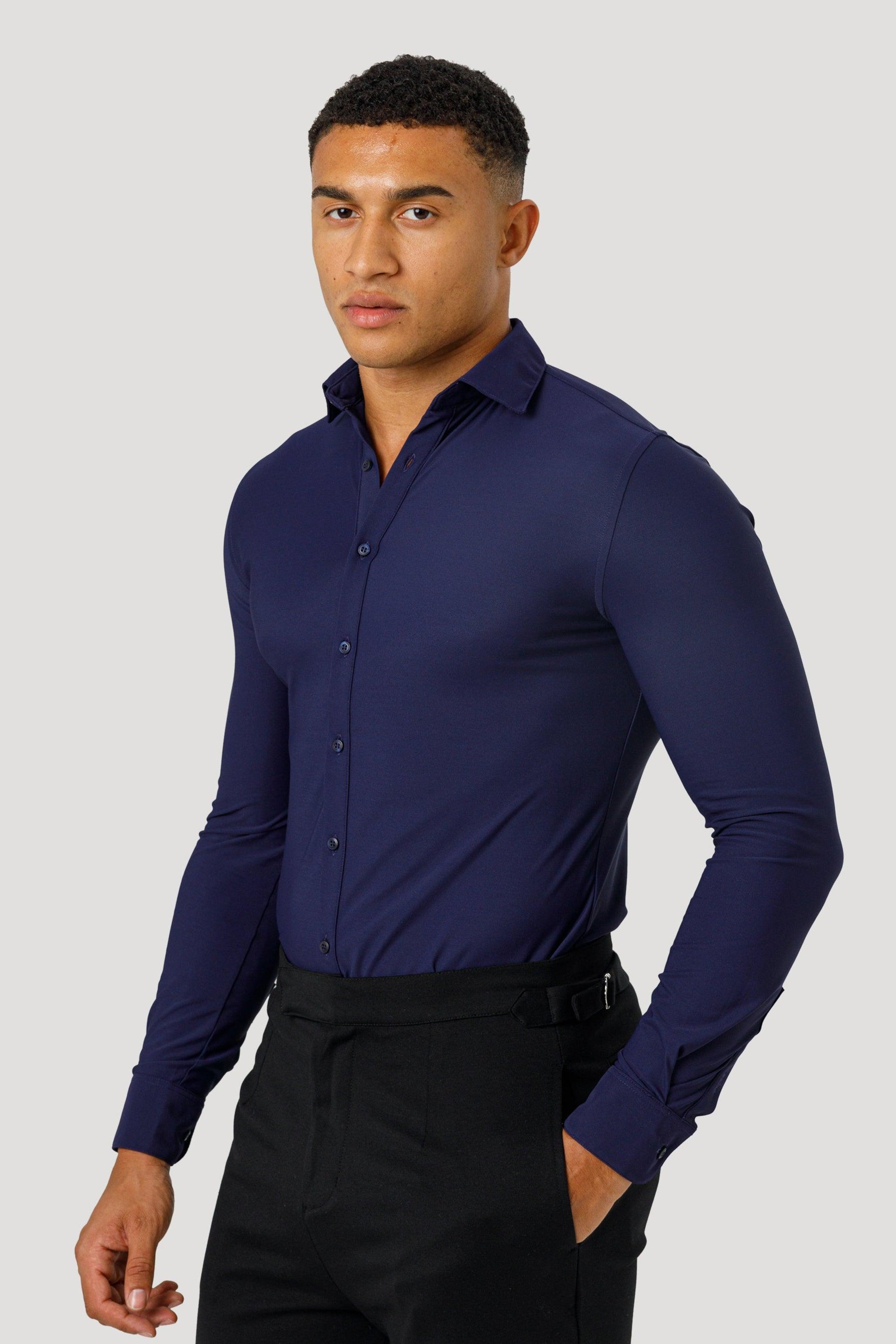Men’s Navy Blue Lynx Dress Shirt