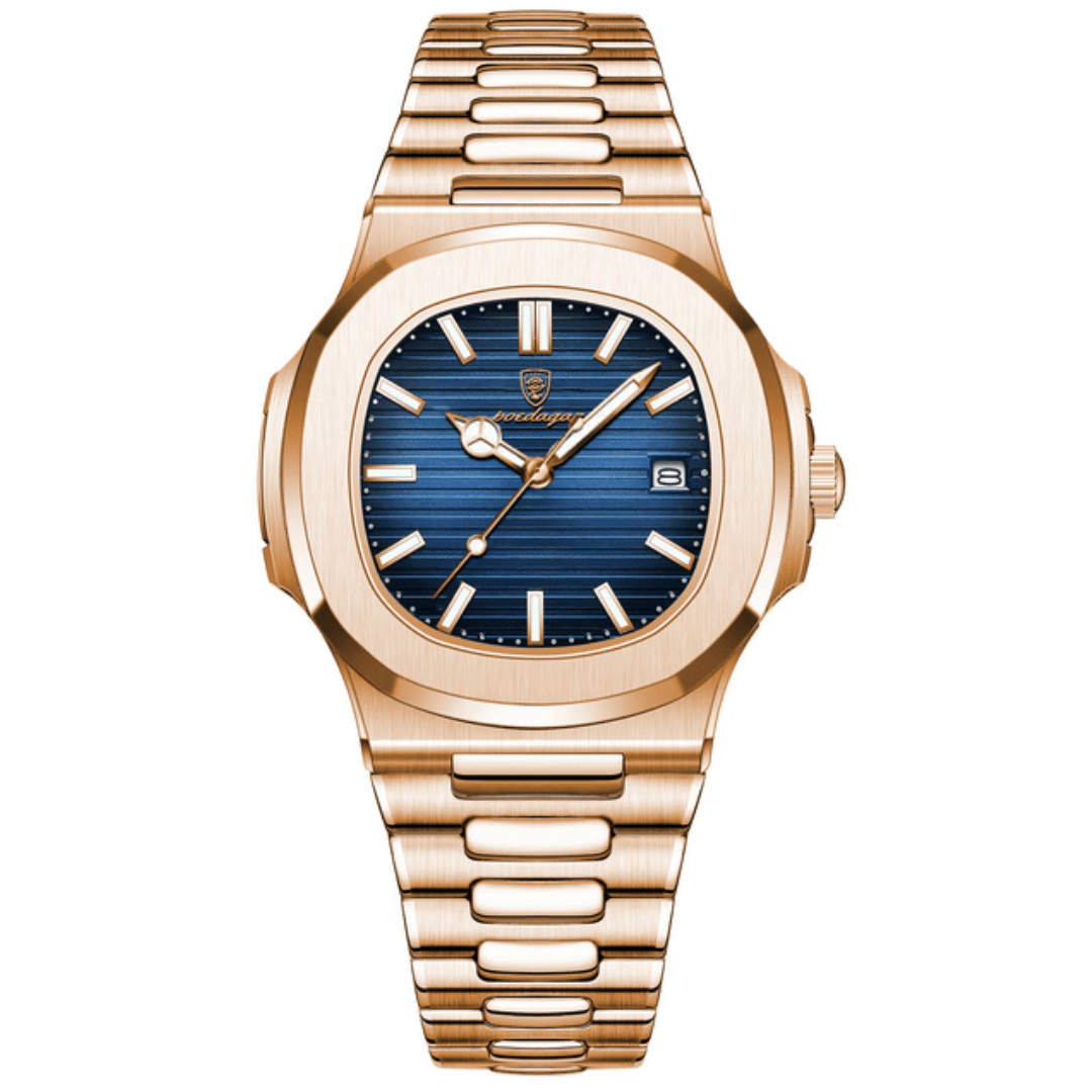 Poedagar Deluxe Gold Men’s Watch | Leather Strap
