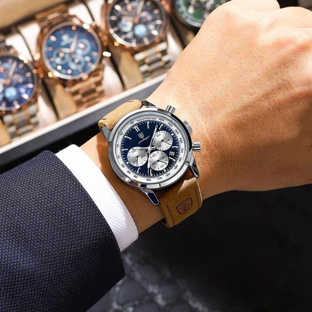 Poedagar Latitude Men’s Watch | Leather Strap