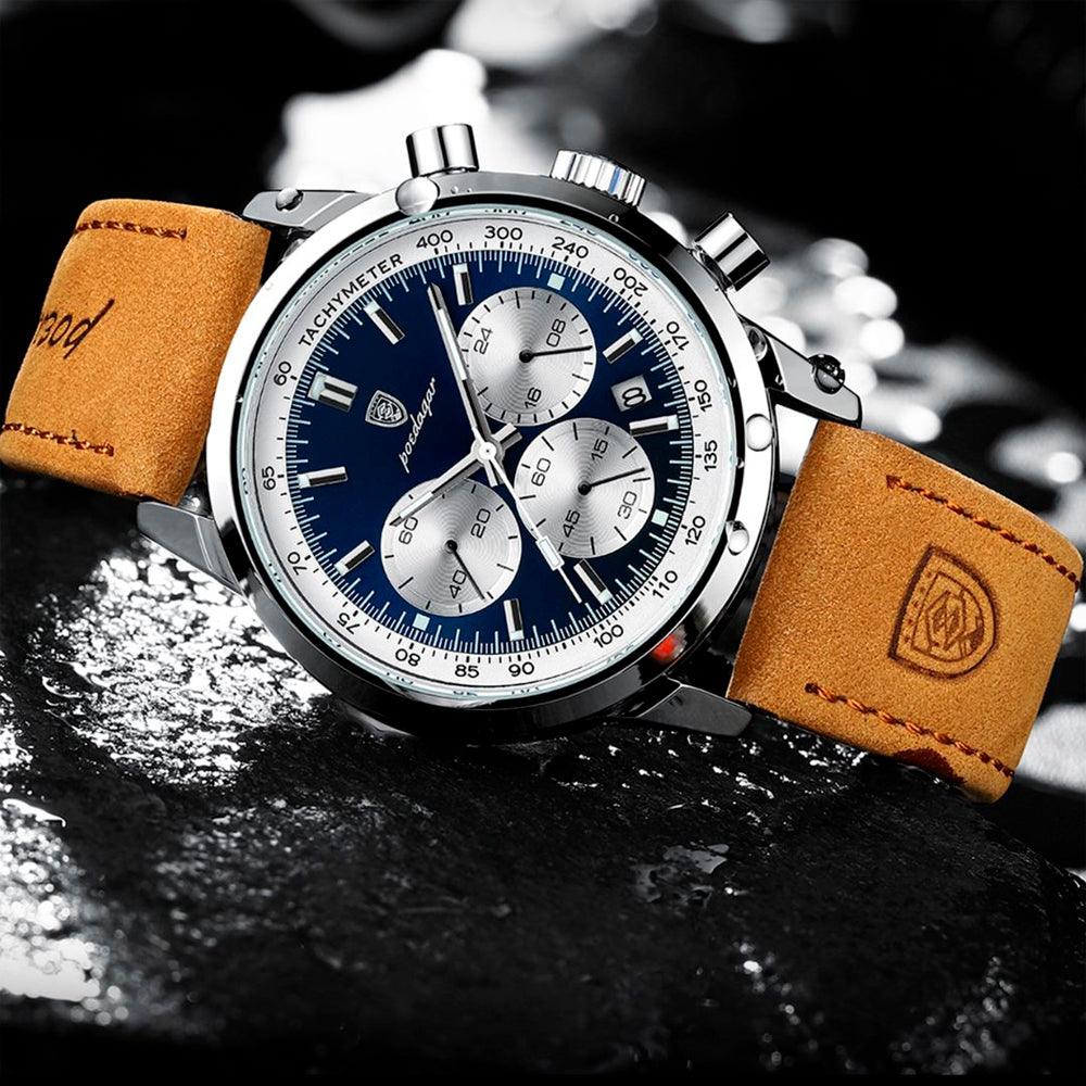 Poedagar Latitude Men’s Watch | Leather Strap