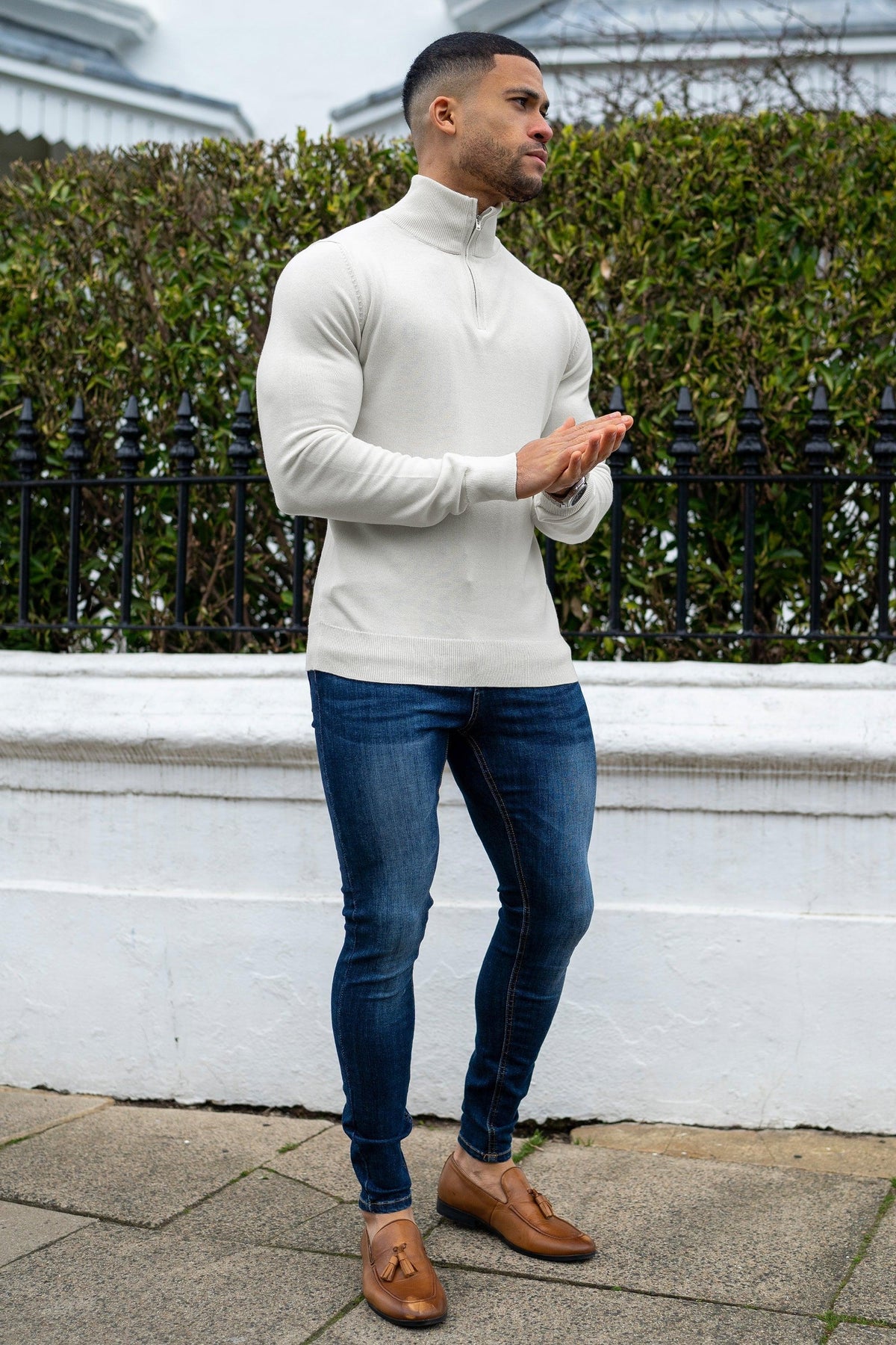 Santorini Lynx Men’s White Sweater